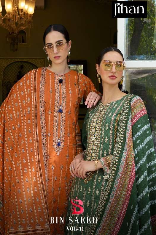 BIN SAEED LAWN VOL -  11 Open Pic By JIHAN                                      